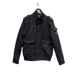 Guess‎ Wool Blend Military Jacket Utility Black Men’s Size Medium